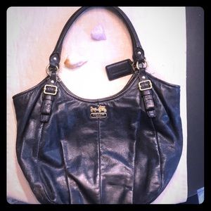 Coach Large Leather Hobo, Navy